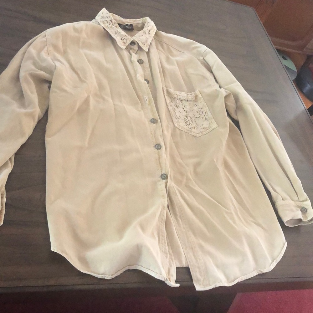 Tan blouse with lace details size xl